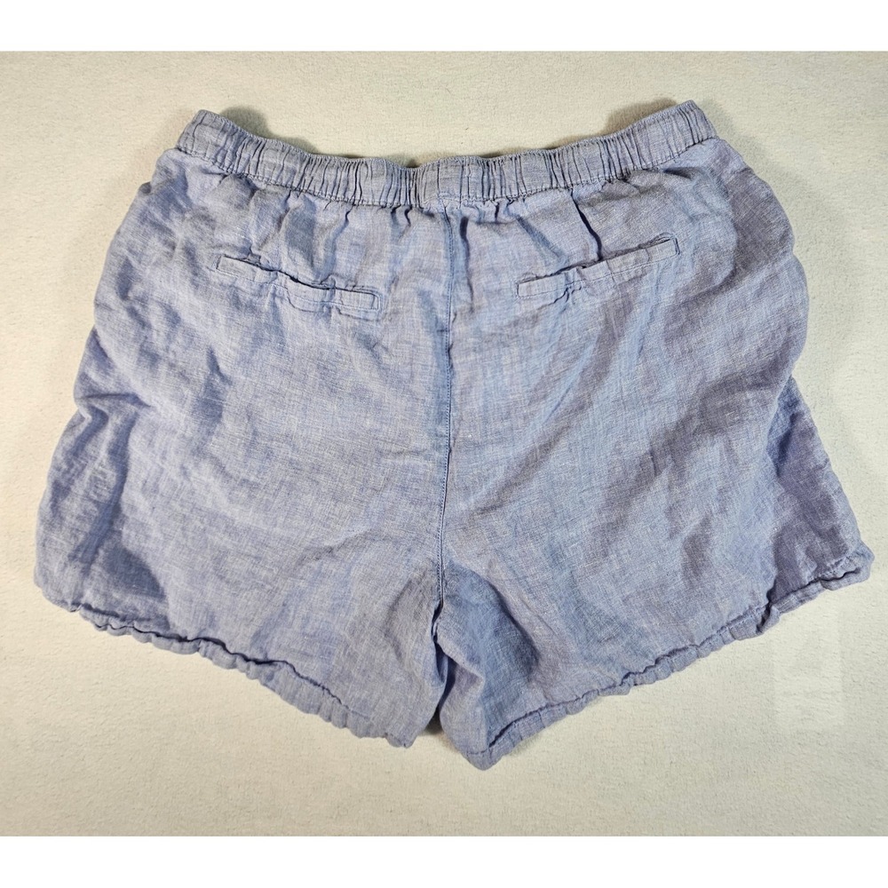 Tahari Womens 1X Light Blue 100% Linen Drawstring Elastic Waist Shorts Plus Size - Picture 7 of 8